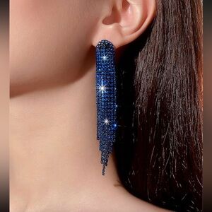 Elegant Blue Crystal Drop Earrings